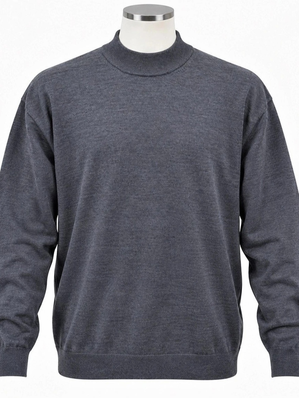 Pronto Uomo Gray Extra Fine Merino Wool Mock Neck Sweater 4XLT Big & Tall